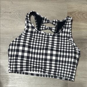 Cato Black and White Checkered Sports Bra